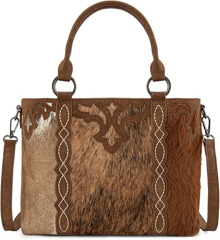 TR198G-8899 Trinity Ranch Genuine Hair-On Cowhide Collection Concealed Carry Tote