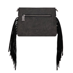 TR200-1814 Trinity Ranch  Floral Tooled Hair-On Cowhide Crossbody - Black