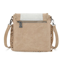 TR201-8360 Trinity Ranch Fringe Hair-On Cowhide Crossbody - Tan