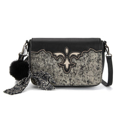 TR202-8320BK  Trinity Ranch Genuine Cowhide Crossbody -Black