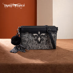 TR202-8320BK  Trinity Ranch Genuine Cowhide Crossbody -Black