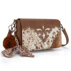 TR202-8320BR  Trinity Ranch Genuine Cowhide Crossbody - Brown