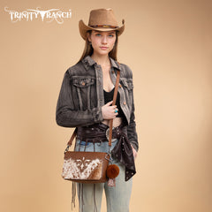 TR202-8320BR  Trinity Ranch Genuine Cowhide Crossbody - Brown