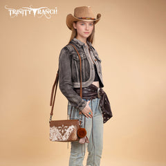 TR202-8320BR  Trinity Ranch Genuine Cowhide Crossbody - Brown