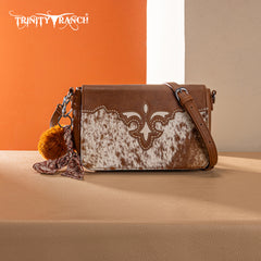 TR202-8320BR  Trinity Ranch Genuine Cowhide Crossbody - Brown