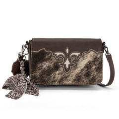 TR202-8320CF  Trinity Ranch Genuine Cowhide Crossbody -Coffee