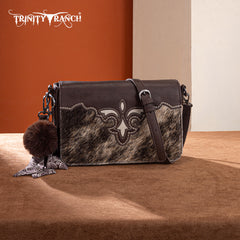 TR202-8320CF  Trinity Ranch Genuine Cowhide Crossbody -Coffee