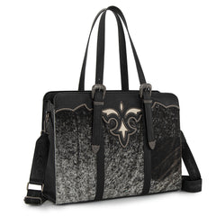 TR202G-8355BK  Trinity Ranch Genuine Cowhide Carry-All Cowhide Concealed Carry Large Tote /Crossbody - Black