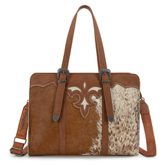 TR202G-8355  Trinity Ranch  Genuine Cowhide  Carry-All Cowhide Concealed Carry Large Tote /Crossbody - Brown