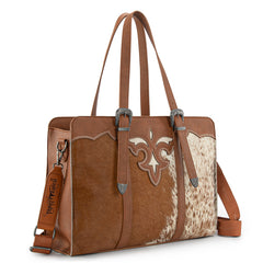 TR202G-8355  Trinity Ranch  Genuine Cowhide  Carry-All Cowhide Concealed Carry Large Tote /Crossbody - Brown