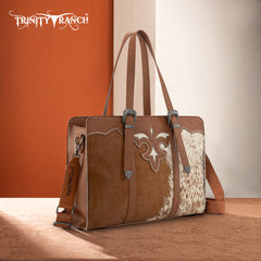 TR202G-8355  Trinity Ranch  Genuine Cowhide  Carry-All Cowhide Concealed Carry Large Tote /Crossbody - Brown