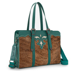 TR202G-8355TQ Trinity Ranch  Genuine Cowhide Carry-All Cowhide Concealed Carry Large Tote /Crossbody - Turquoise
