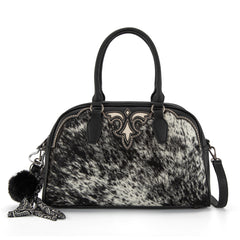 TR202-S5110BK  Trinity Ranch Genuine Cowhide Satchel/Crossbody -Black