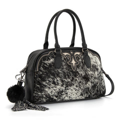 TR202-S5110BK  Trinity Ranch Genuine Cowhide Satchel/Crossbody -Black