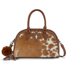 TR202-S5110BR  Trinity Ranch Genuine Cowhide Satchel/Crossbody -Brown