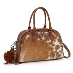 TR202-S5110BR  Trinity Ranch Genuine Cowhide Satchel/Crossbody -Brown