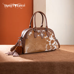 TR202-S5110BR  Trinity Ranch Genuine Cowhide Satchel/Crossbody -Brown