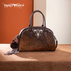 TR202-S5110CF  Trinity Ranch Genuine Cowhide Satchel/Crossbody -Coffee