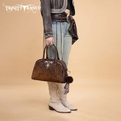 TR202-S5110CF  Trinity Ranch Genuine Cowhide Satchel/Crossbody -Coffee