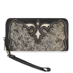 TR202-W2001BK Trinity Ranch Hair-On Cowhide RFID Protected Collection Wallet - Black