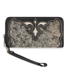 TR202-W2001BK  Trinity Ranch Hair-On Cowhide RFID Protected Collection Wallet - Black