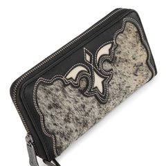 TR202-W2001BK  Trinity Ranch Hair-On Cowhide RFID Protected Collection Wallet - Black