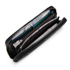 TR202-W2001BK  Trinity Ranch Hair-On Cowhide RFID Protected Collection Wallet - Black