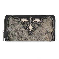 TR202-W2001BK  Trinity Ranch Hair-On Cowhide RFID Protected Collection Wallet - Black