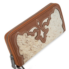 TR202-W2001BR  Trinity Ranch Hair-On Cowhide RFID Protected Collection Wallet - Brown