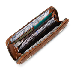 TR202-W2001BR  Trinity Ranch Hair-On Cowhide RFID Protected Collection Wallet - Brown