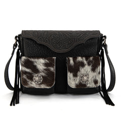 TR203-8360  Trinity Ranch Genuine Hair-On Cowhide Tooled Collection Crossbody