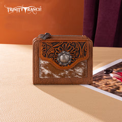 TR203-W2003 Trinity Ranch Hair-On Cowhide Tooled Collection Wallet