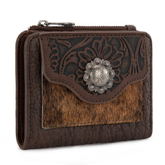 TR203-W2003 Trinity Ranch Hair-On Cowhide Tooled Collection Wallet