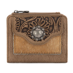 TR203-W2003 Trinity Ranch Hair-On Cowhide Tooled Collection Wallet