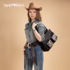 TR203G-8600  Trinity Ranch Genuine Hair-On Cowhide Tooled Collection Concealed Carry Tote