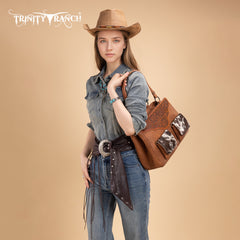 TR203G-8600  Trinity Ranch Genuine Hair-On Cowhide Tooled Collection Concealed Carry Tote
