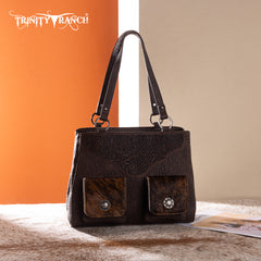 TR203G-8600  Trinity Ranch Genuine Hair-On Cowhide Tooled Collection Concealed Carry Tote