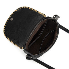 TR204-8360  Trinity Ranch Western Hair-On Cowhide Saddle Crossbody - Black