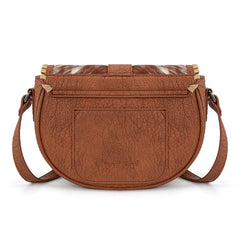 TR204-8360  Trinity Ranch Western Hair-On Cowhide Saddle Crossbody - Brown