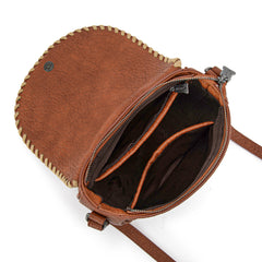 TR204-8360  Trinity Ranch Western Hair-On Cowhide Saddle Crossbody - Brown