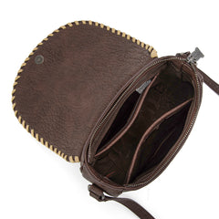 TR204-8360  Trinity Ranch Western Hair-On Cowhide Saddle Crossbody -Coffee