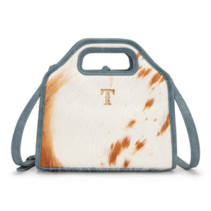 TR206-8360JN Trinity Ranch Genuine Hair-On  Cowhide Satchel Crossbody Bag - Jean