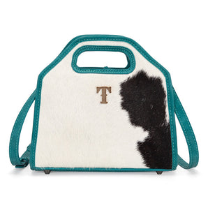TR206-8360TQ Trinity Ranch Genuine Hair-On Cowhide Satchel Crossbody Bag - Turquoise