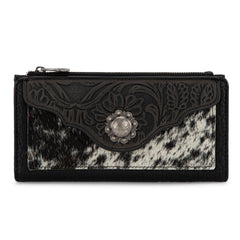 TR203-W2002 Trinity Ranch Hair-On Cowhide Tooled Collection Wallet