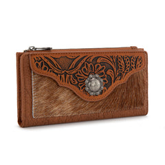 TR203-W2002 Trinity Ranch Hair-On Cowhide Tooled Collection Wallet