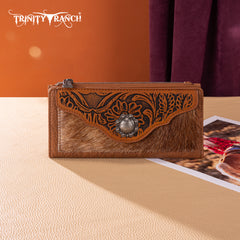 TR203-W2002 Trinity Ranch Hair-On Cowhide Tooled Collection Wallet