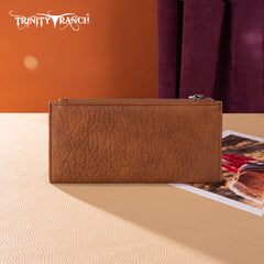 TR203-W2002 Trinity Ranch Hair-On Cowhide Tooled Collection Wallet