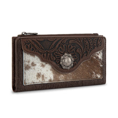TR203-W2002 Trinity Ranch Hair-On Cowhide Tooled Collection Wallet
