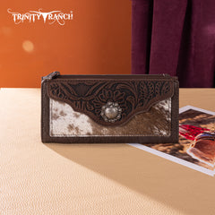 TR203-W2002 Trinity Ranch Hair-On Cowhide Tooled Collection Wallet