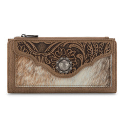 TR203-W2002 Trinity Ranch Hair-On Cowhide Tooled Collection Wallet